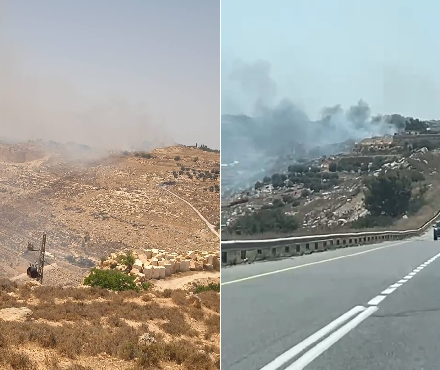 مستوطنون يحرقون مساحات واسعة من أراضي ترقوميا غرب الخليل