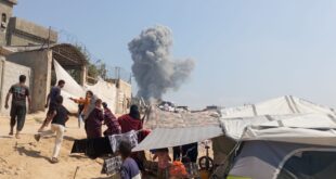 7 شهداء ومصابون بقصف الاحتلال خيمة تؤوي نازحين شمال خان يونس جنوب قطاع غزة